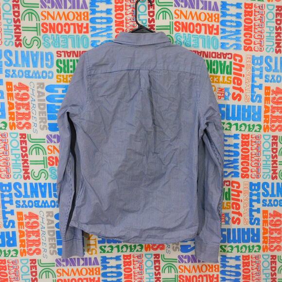 Y2K Striped Abercrombie & Fitch Muscle Button Down Shirt Size M Blue White - Picture 6 of 6